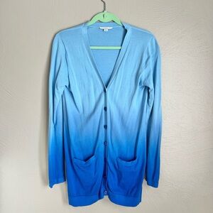 Isaac Mizrahi Blue Dip Dye Ombré Cardigan